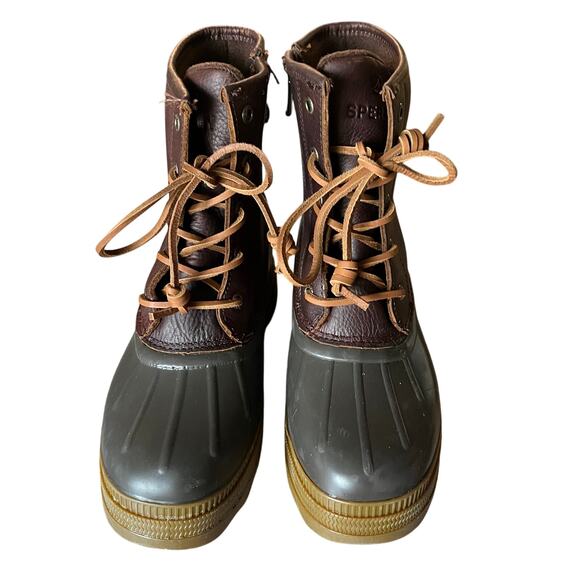 Saltwater 2.0 Duck Boot Lug Sole Women's 7.5 Leather Dark Brown Water Resistant - Picture 2 of 9